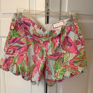 Lilly Pulitzer Pink and Green Leaf Print Shorts